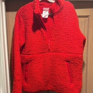 Girls Cozy Red Sherpa Pullover